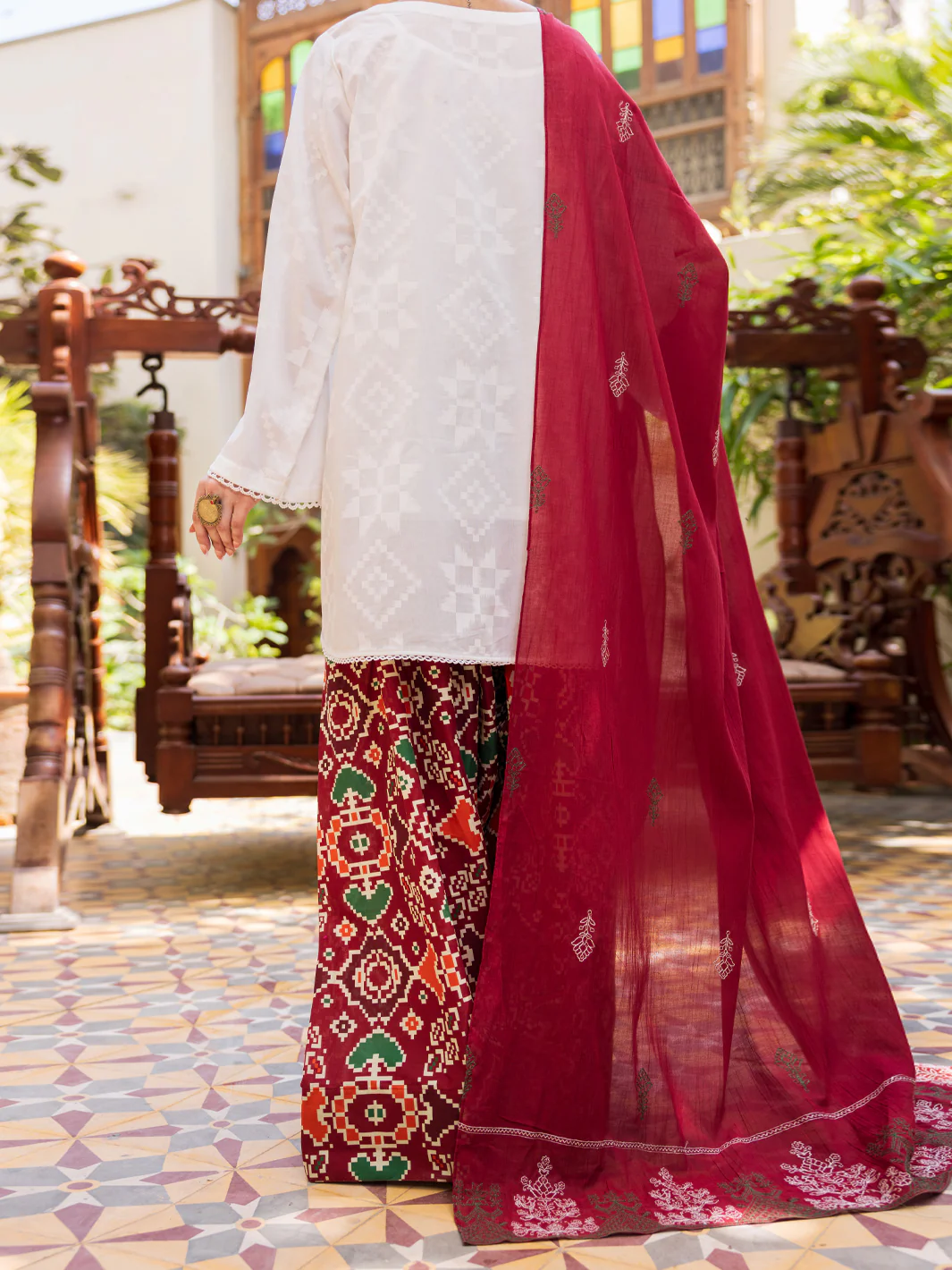 White Cambric 3Pc Stitched - ALP-3PS-2589 - Image 3