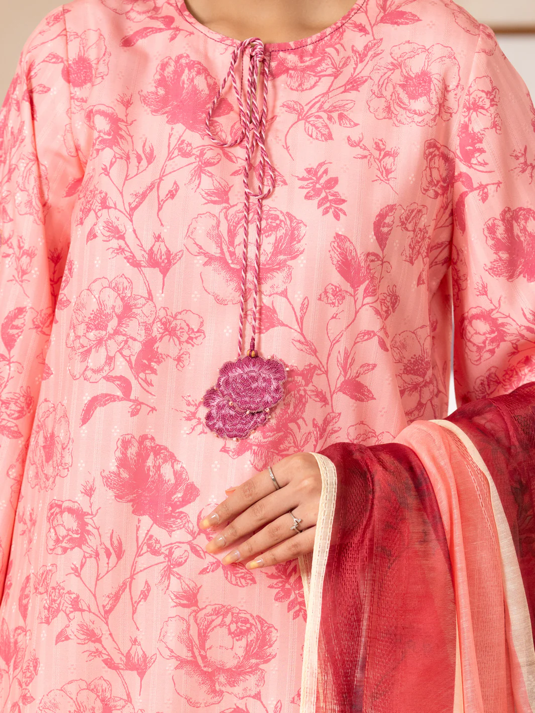 Pink Swiss Jacquard 3Pc Stitched - ALP-3PS-2633 - Image 3