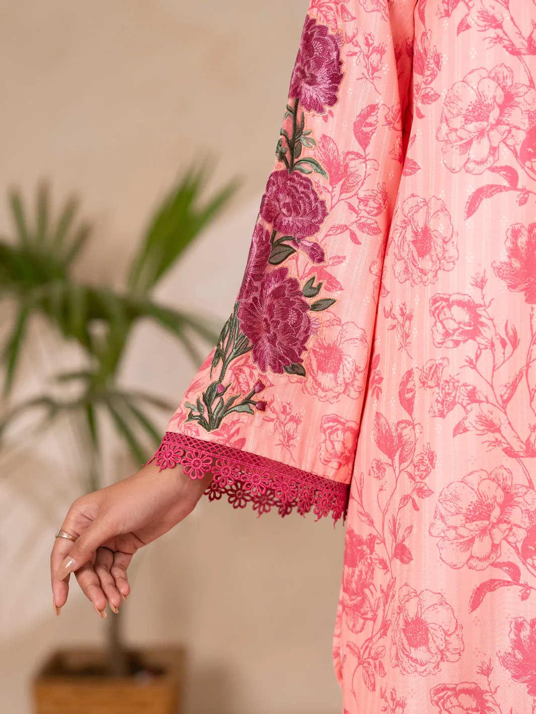 Pink Swiss Jacquard 3Pc Stitched - ALP-3PS-2633 - Image 4