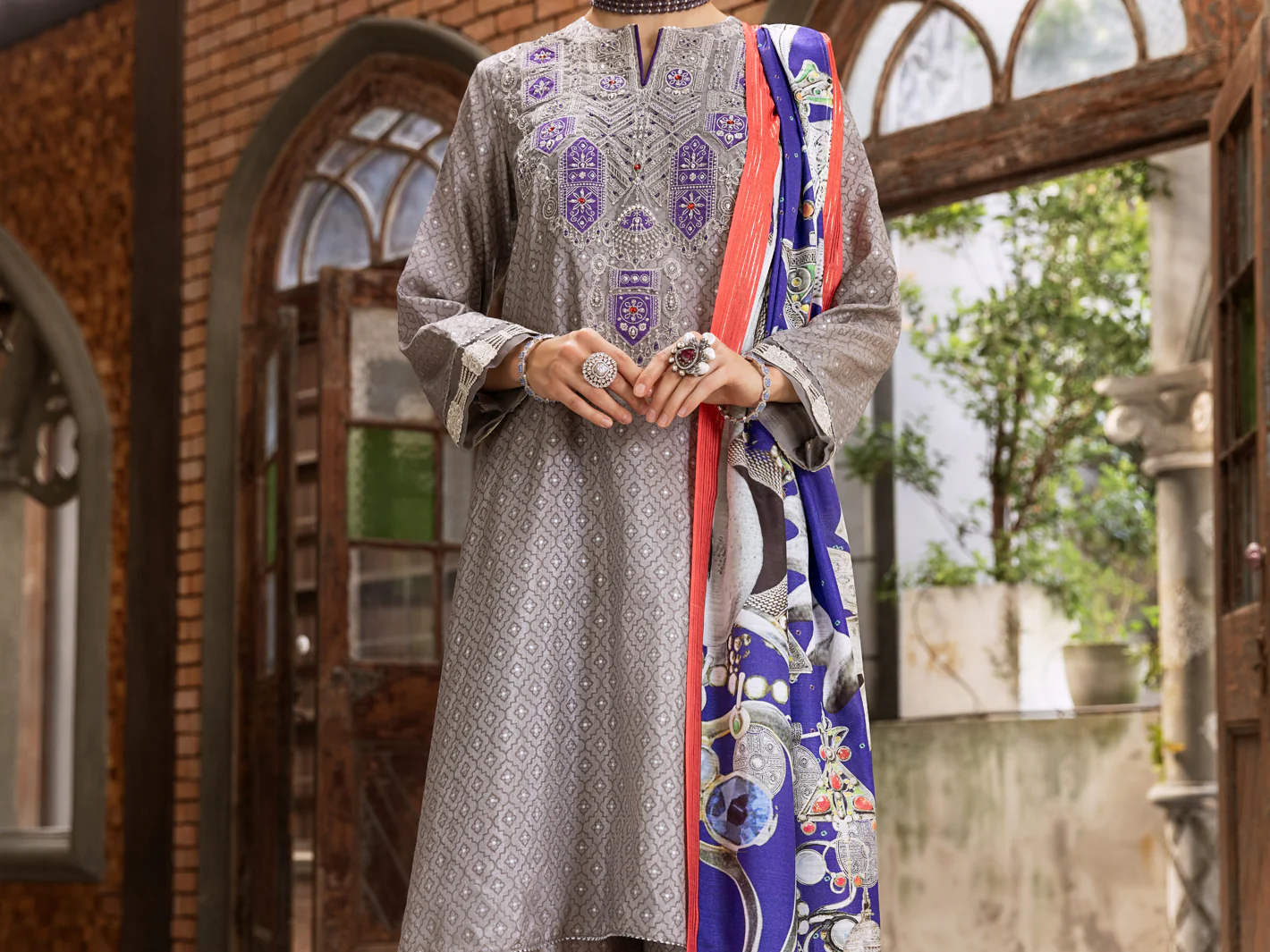 Grey 3Pc Stitched - ALP-3PS-426 - Image 5