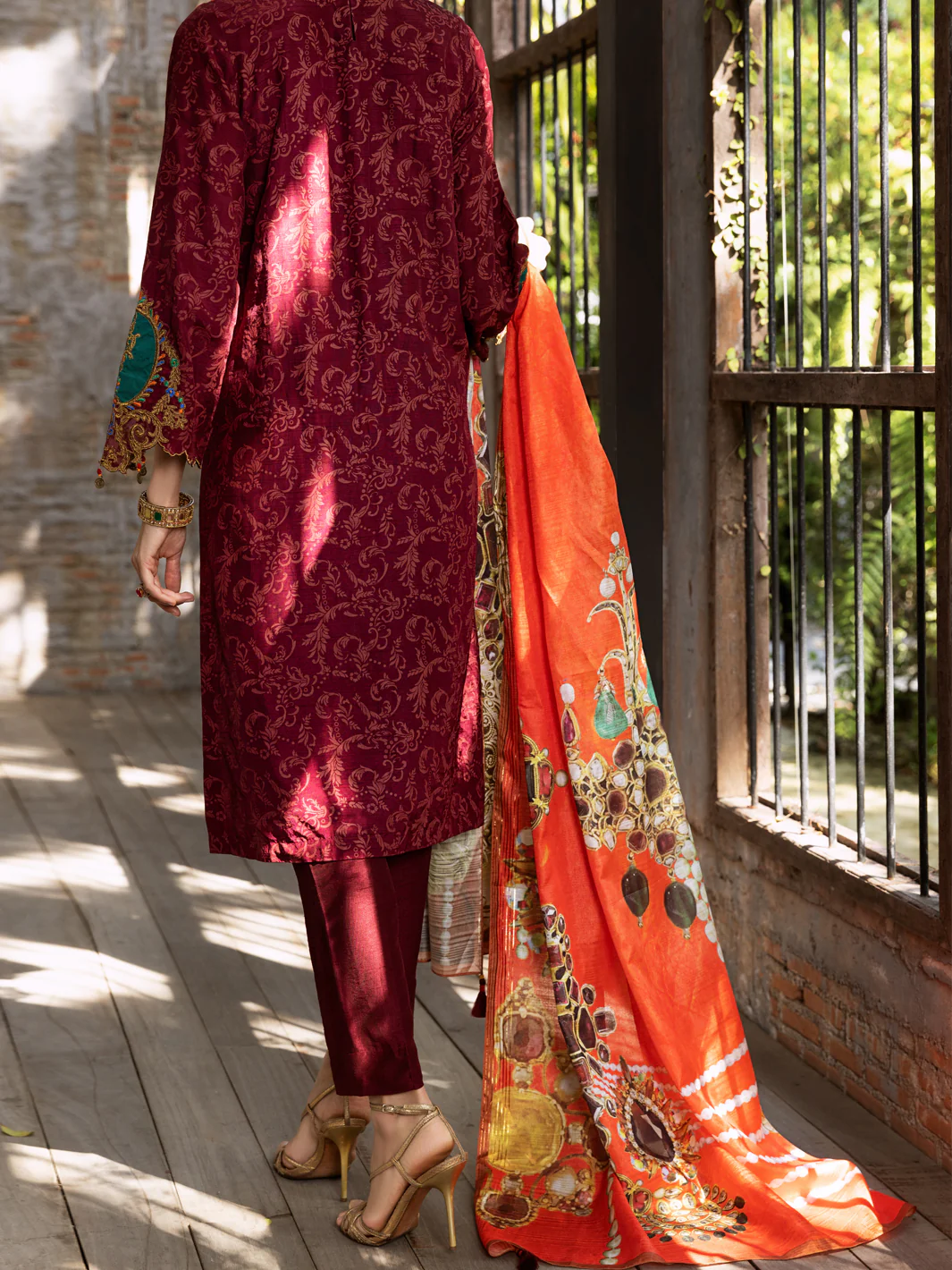 Maroon 3Pc Stitched - ALP-3PS-429 - Image 2