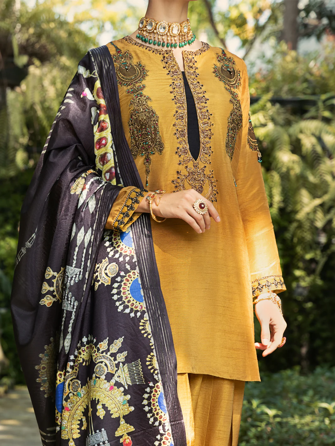 Mustard Silk 3Pc Stitched - ALP-3PS-431 - Image 4