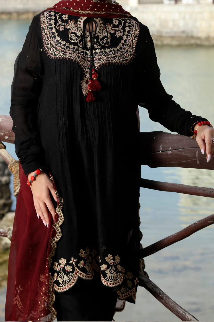 Black Viscose Net 3Pc Stitched - ALP-3PS-566 - Image 2