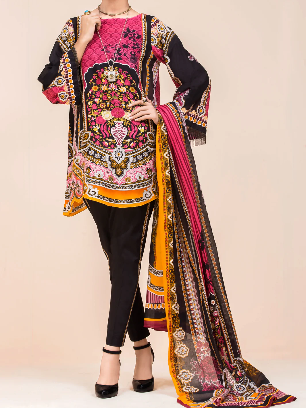 Black Lawn 3Pc Stitched - ALP-3PS-778