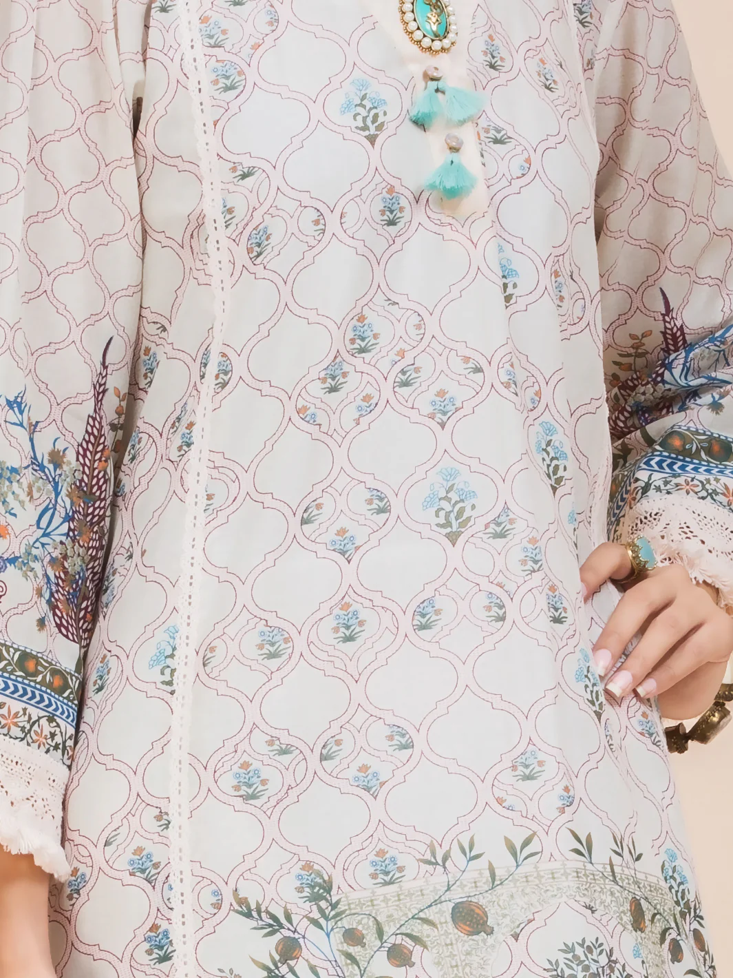 Beige Lawn 3Pc Stitched - ALP-3PS-781 - Image 2