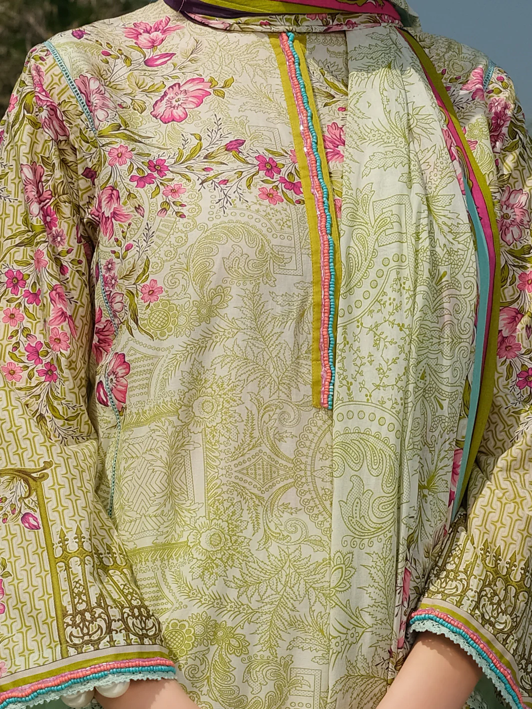 Olive Lawn 3Pc Stitched - ALP-3PS-784 - Image 3