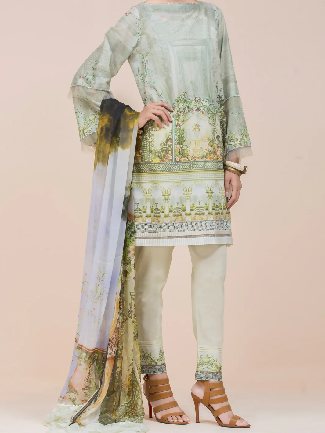 Pistachio Green Lawn 3Pc Unstitched - ALP-3PS-790
