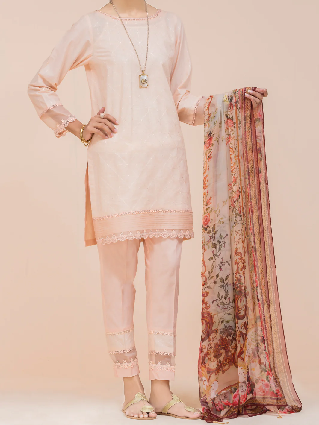 Peach Lawn 3Pc Stitched - ALP-3PS-791