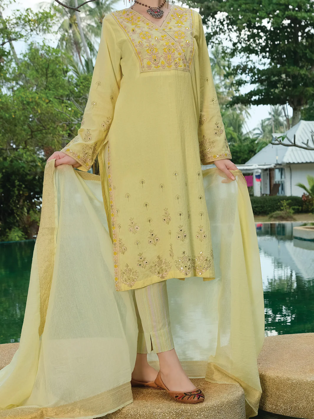 Lime Yellow Lawn 3Pc Stitched - ALP-3PS-817
