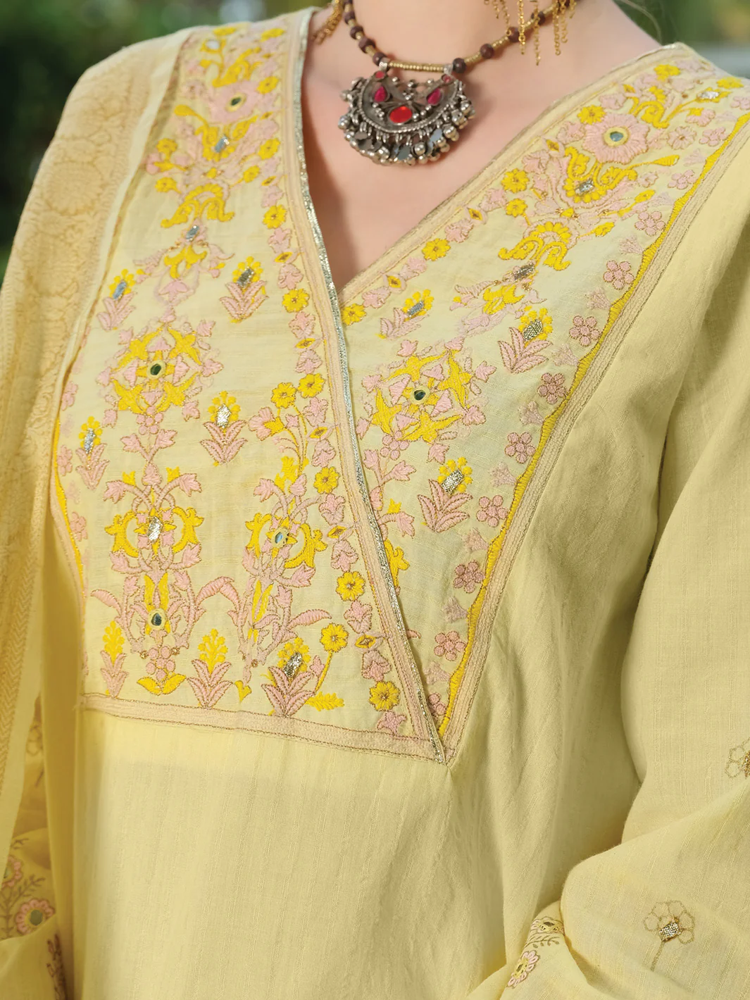 Lime Yellow Lawn 3Pc Stitched - ALP-3PS-817 - Image 3