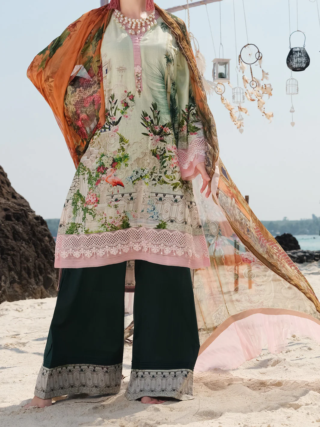 Pista Green Jacquard 3Pc Stitched - ALP-3PS-825 - Image 2