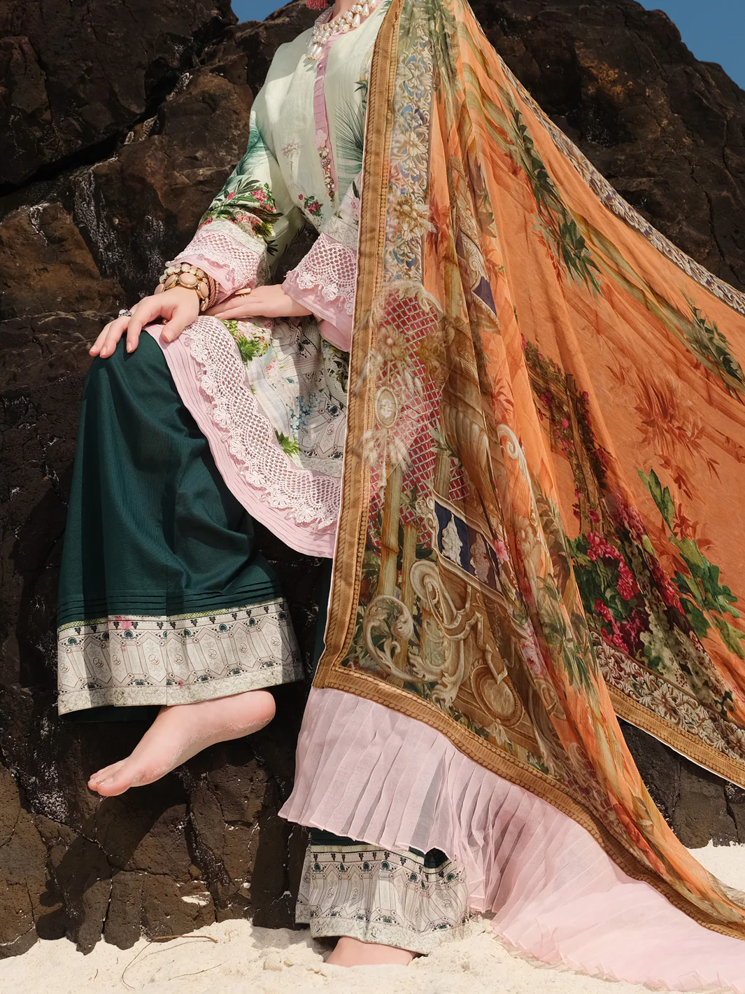Pista Green Jacquard 3Pc Stitched - ALP-3PS-825 - Image 3