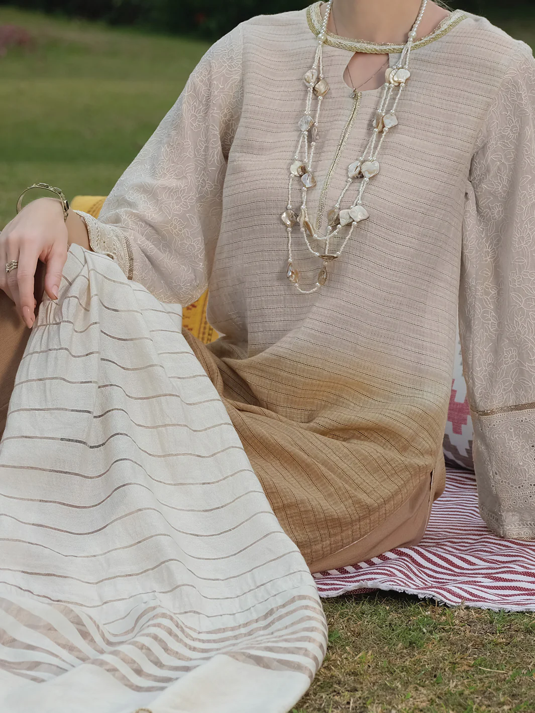 Beige Schiffli Lawn 3Pc Stitched - ALP-3PS-828 - Image 2