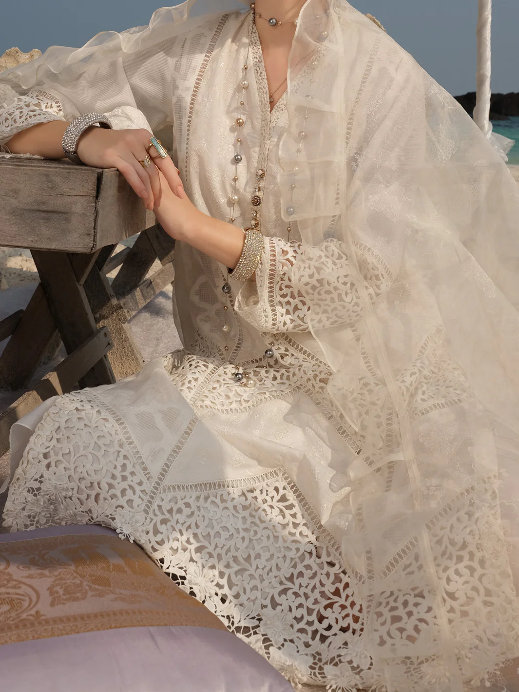 White Organza 3Pc Stitched - ALP-3PS-835 - Image 2