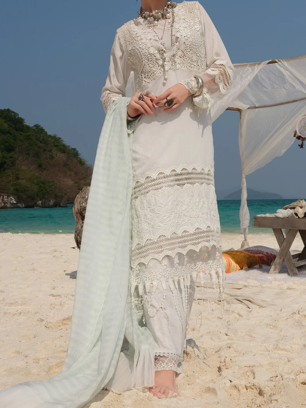 Sky Blue Jacquard 3Pc Unstitched - ALP-3PS-837