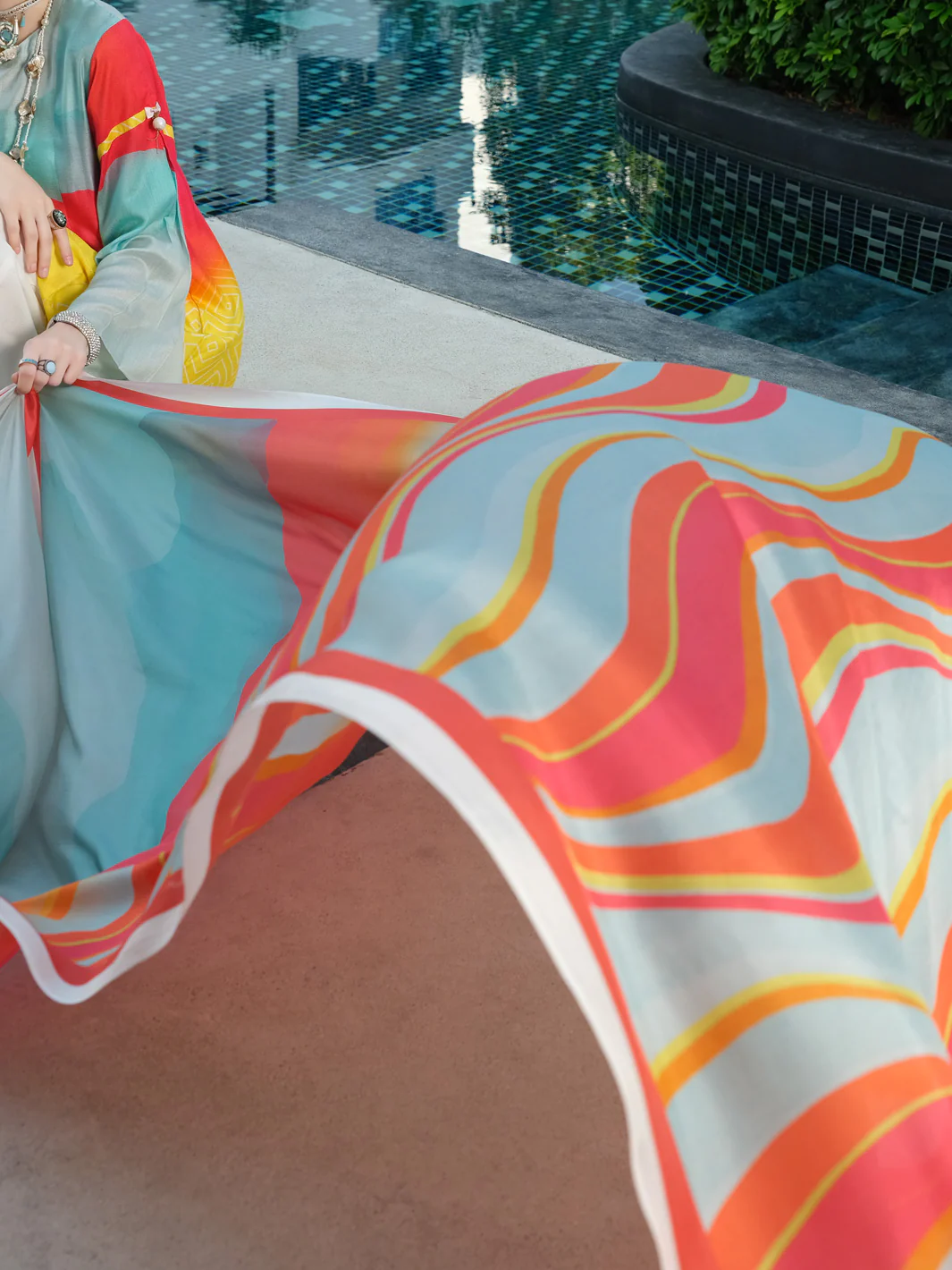 Orange Viscose Net 3Pc Stitched - ALP-3PS-839 - Image 2