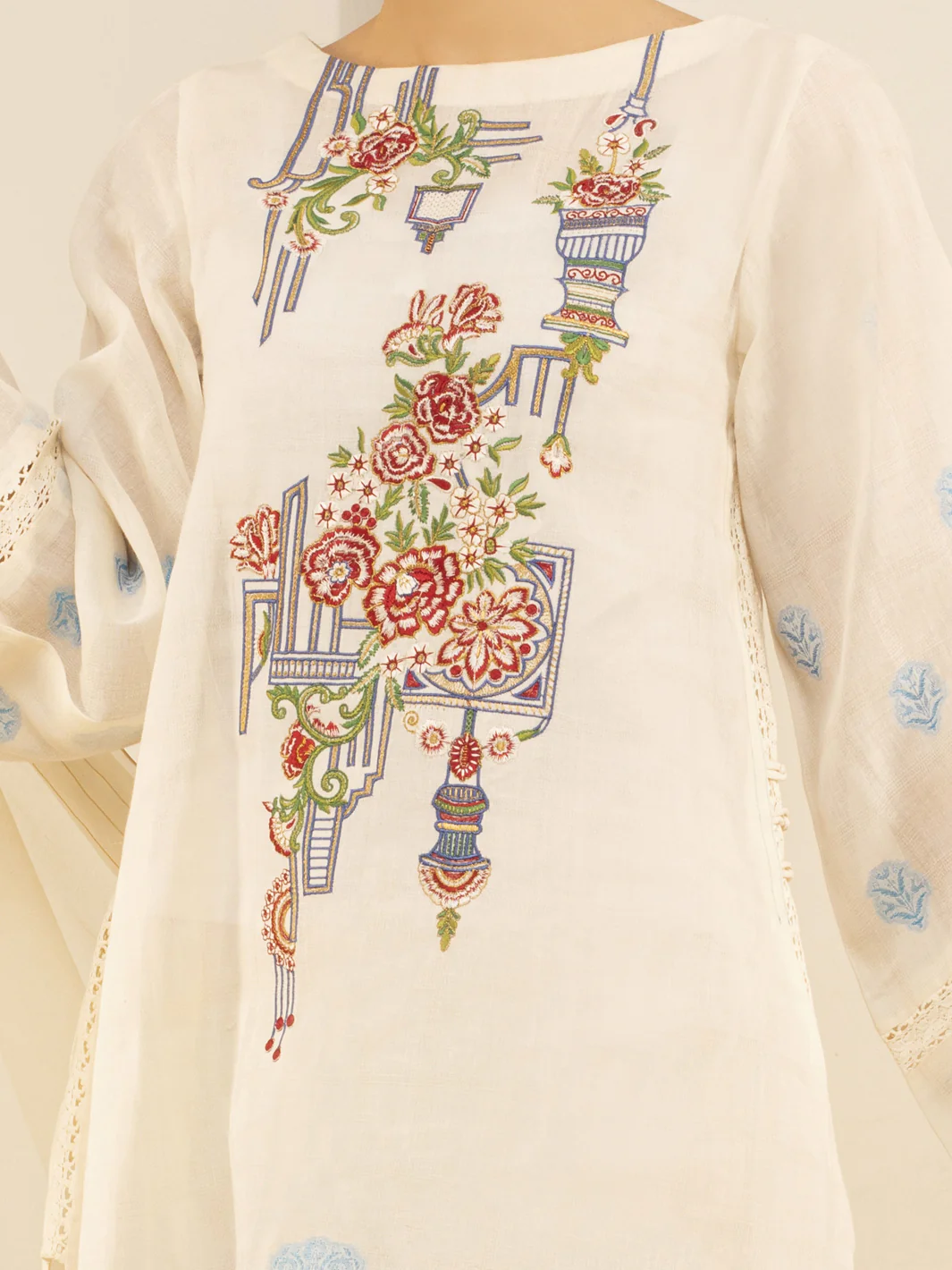 White Jacquard 3Pc Stitched - ALP-3PS-844 - Image 2