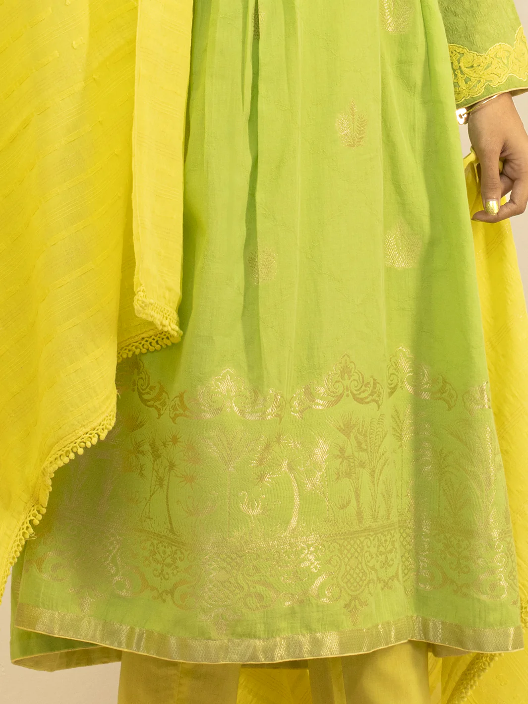Green Jacquard 3Pc Stitched - ALP-3PS-846 - Image 3