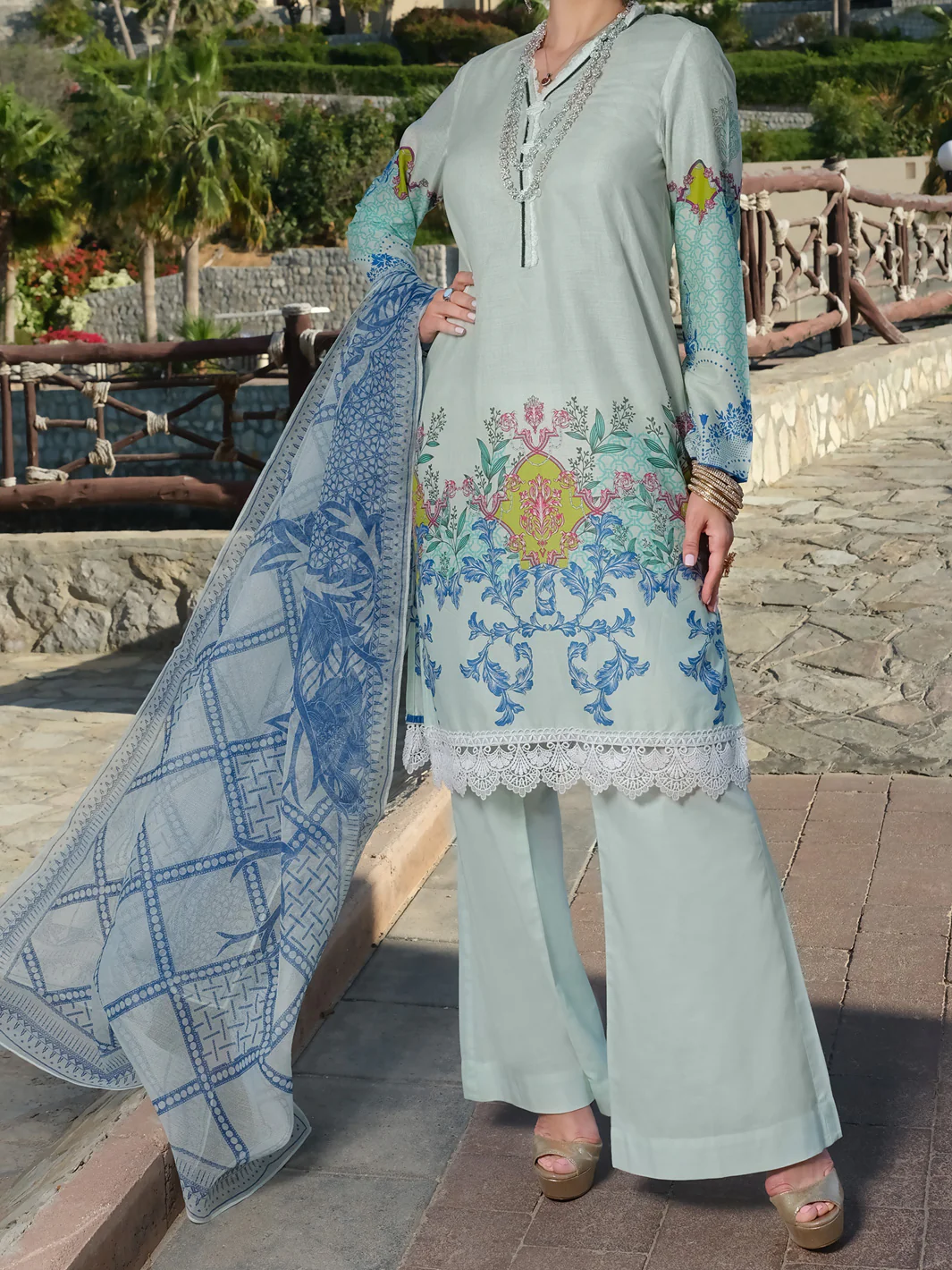 Aqua Lawn 3Pc Unstitched - ALP-3PS-889
