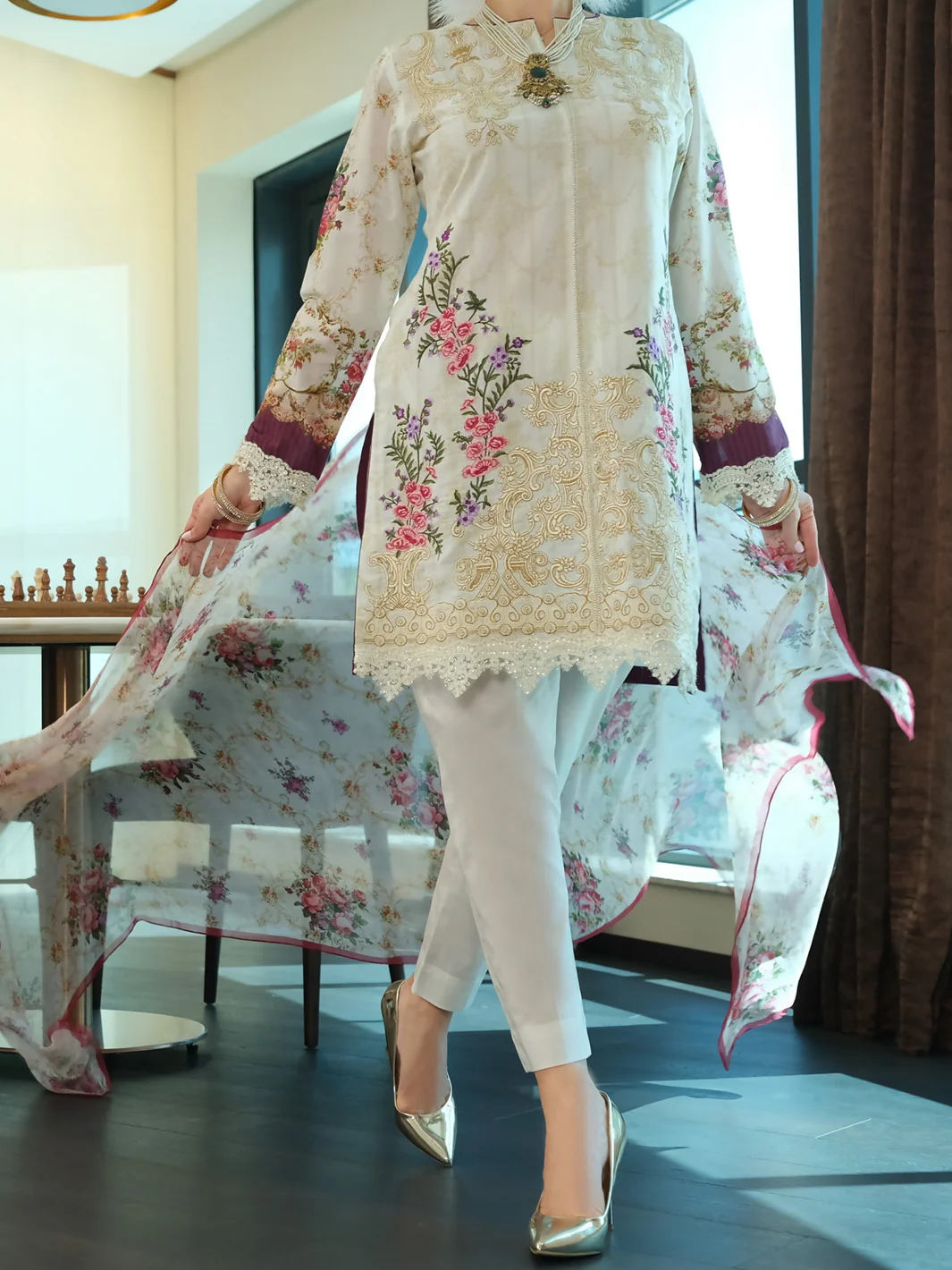 White Lawn 3Pc Unstitched - ALP-3PS-893