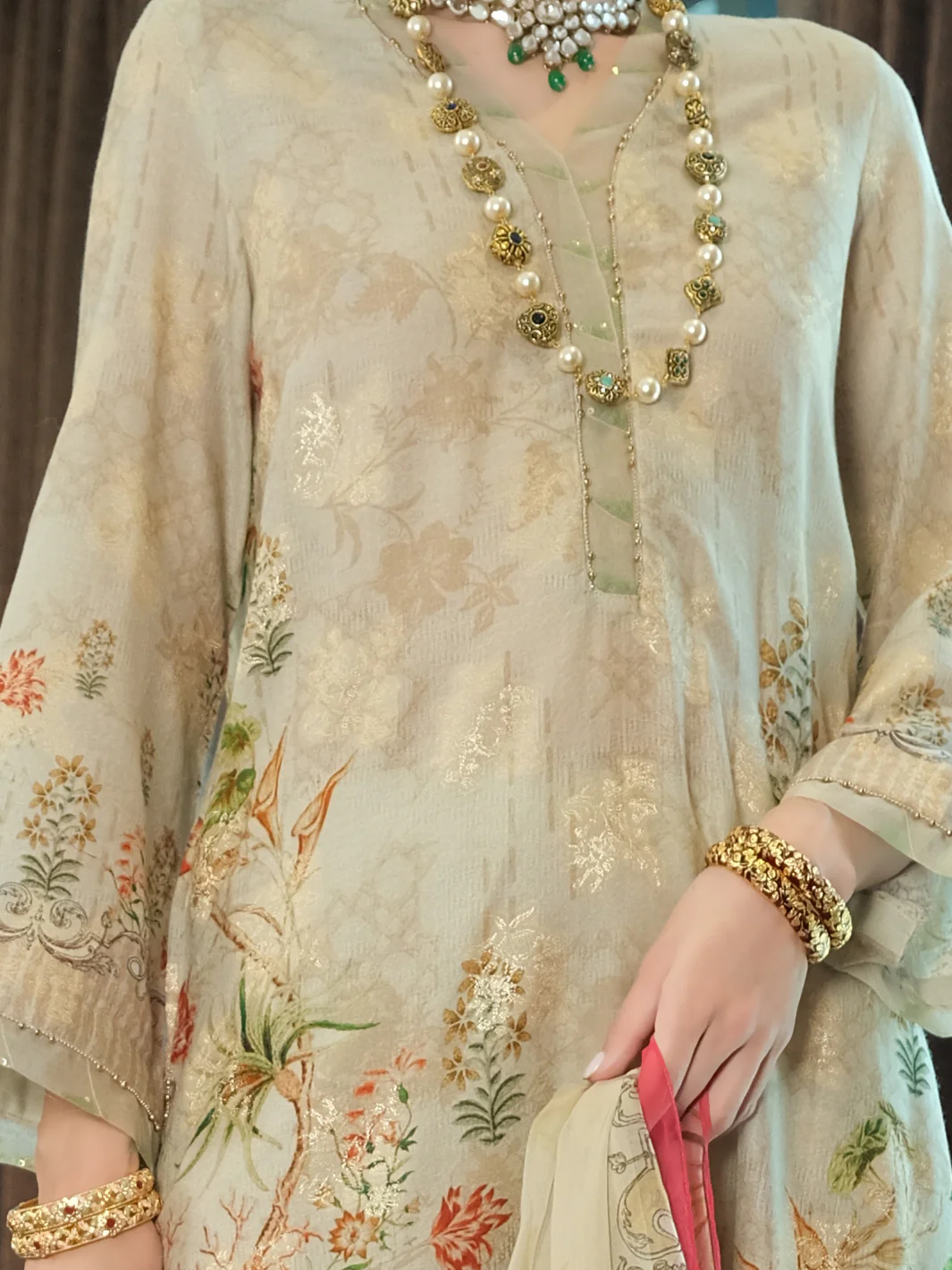 Beige Jacquard 3Pc Stitched - ALP-3PS-896 - Image 4