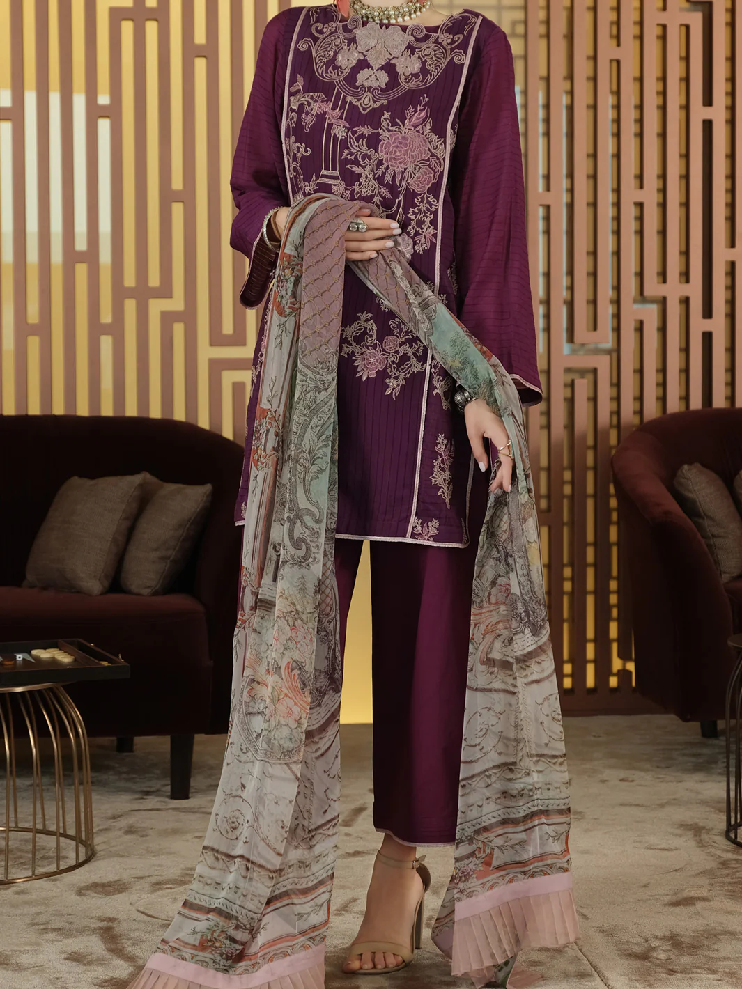 Purple Khaddi 3Pc Unstitched - ALP-3PS-899