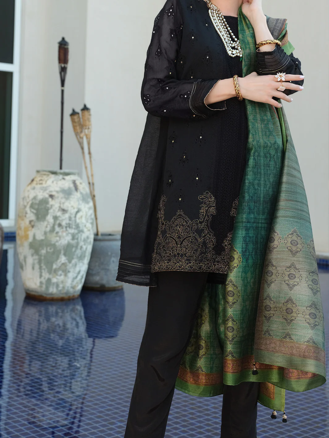 Black Khaddi 3Pc Stitched - ALP-3PS-901