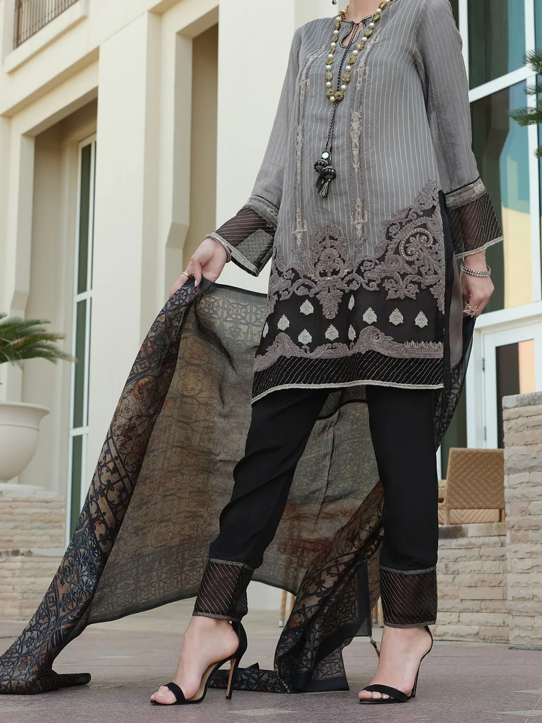Grey Khaddi 3Pc Unstitched - ALP-3PS-902
