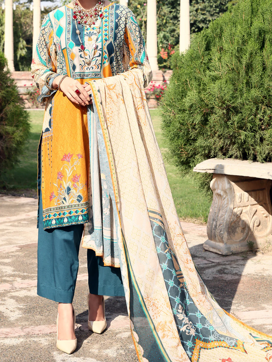 Mustard Lawn 3Pc Stitched - ALP-3PS-923/S