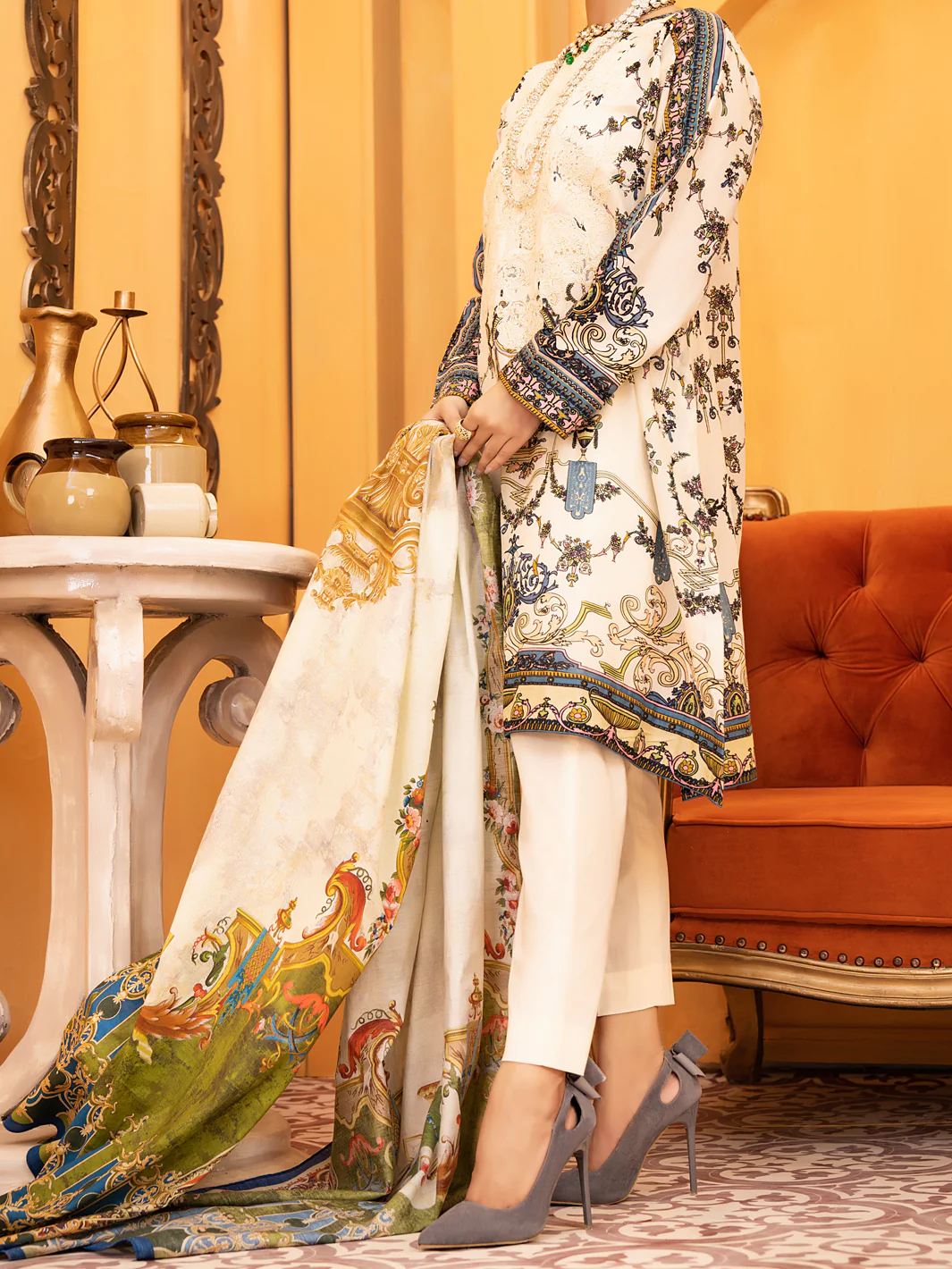 Ivory Lawn 3Pc Stitched - ALP-932 - Image 3