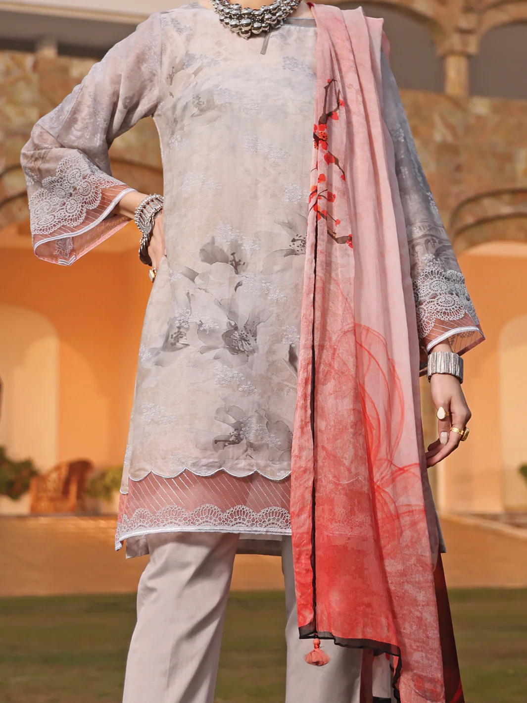 Light Grey Jacquard 3Pc Stitched - ALP-3PS-938 - Image 2