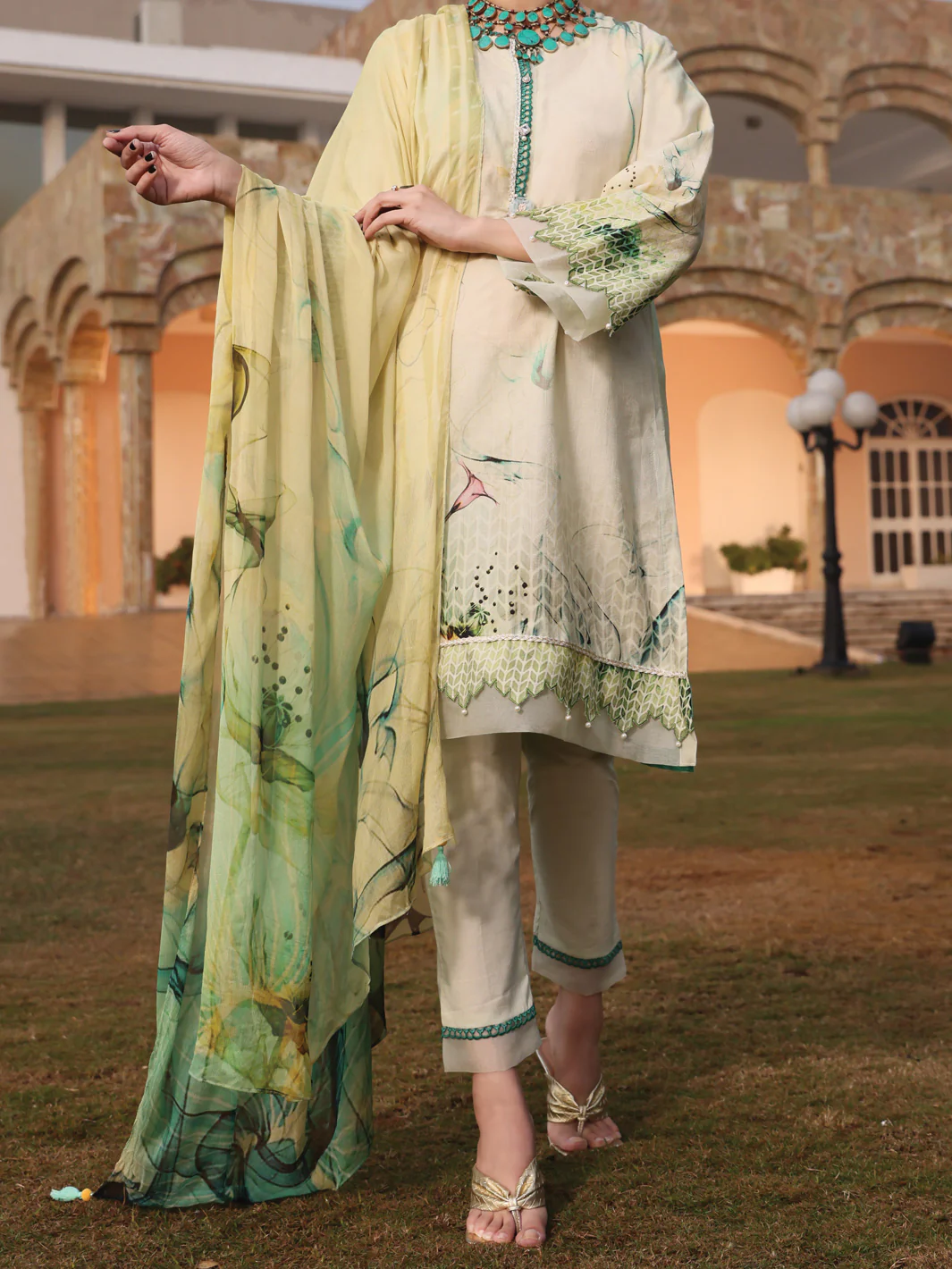 Sage Green Jacquard 3Pc Unstitched - ALP-3PS-944