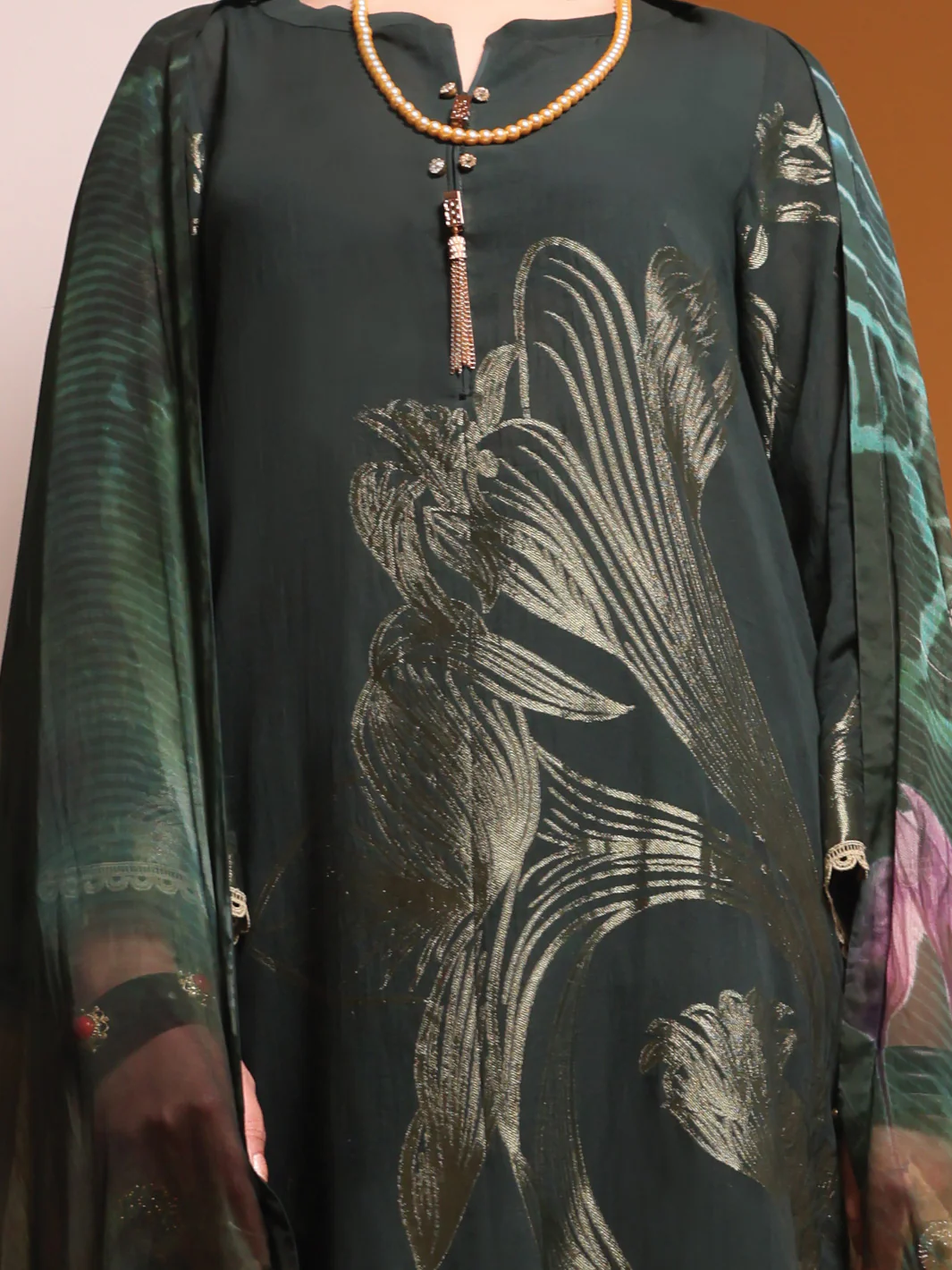 Dark Green Jacquard 3Pc Stitched - ALP-3PS-945 - Image 2