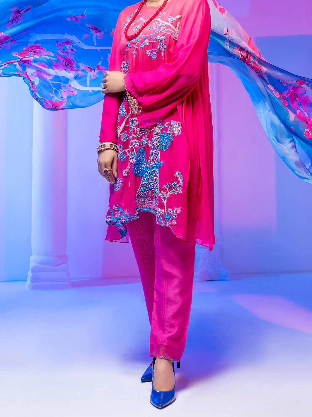 Pink Georgette 3Pc Stitched - ALP-3PS-953/S