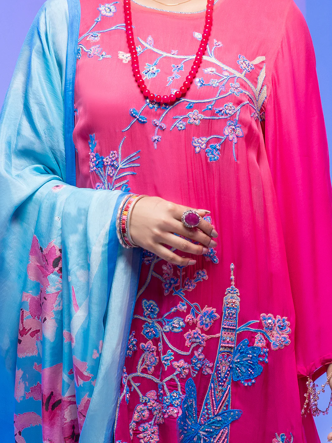 Pink Georgette 3Pc Stitched - ALP-3PS-953/S - Image 2