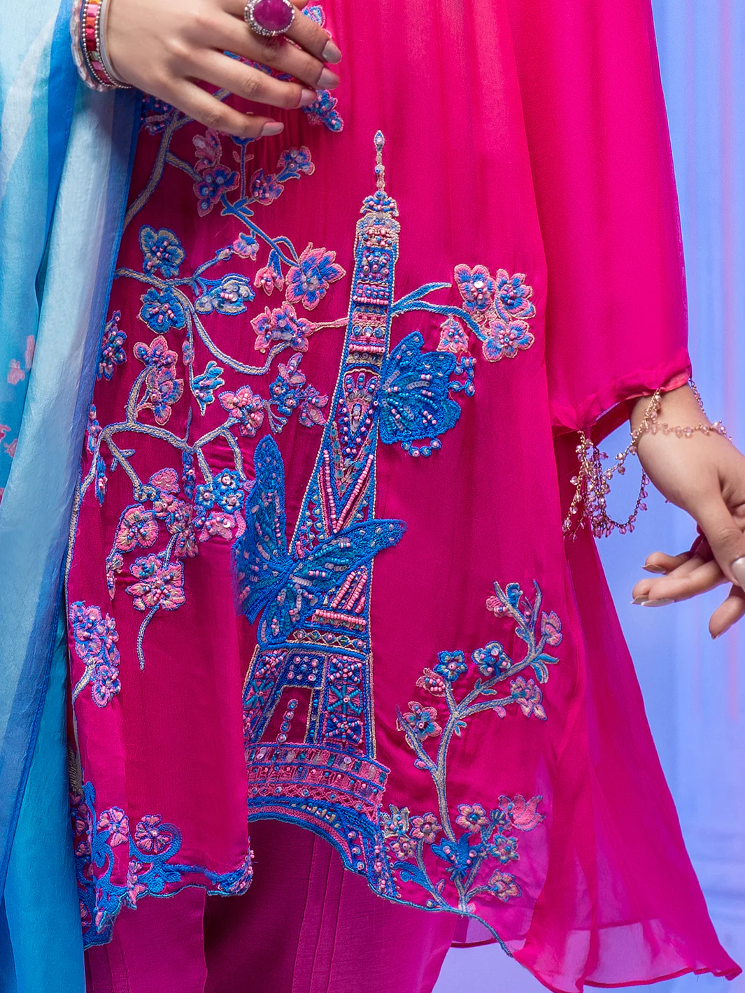 Pink Georgette 3Pc Stitched - ALP-3PS-953/S - Image 3