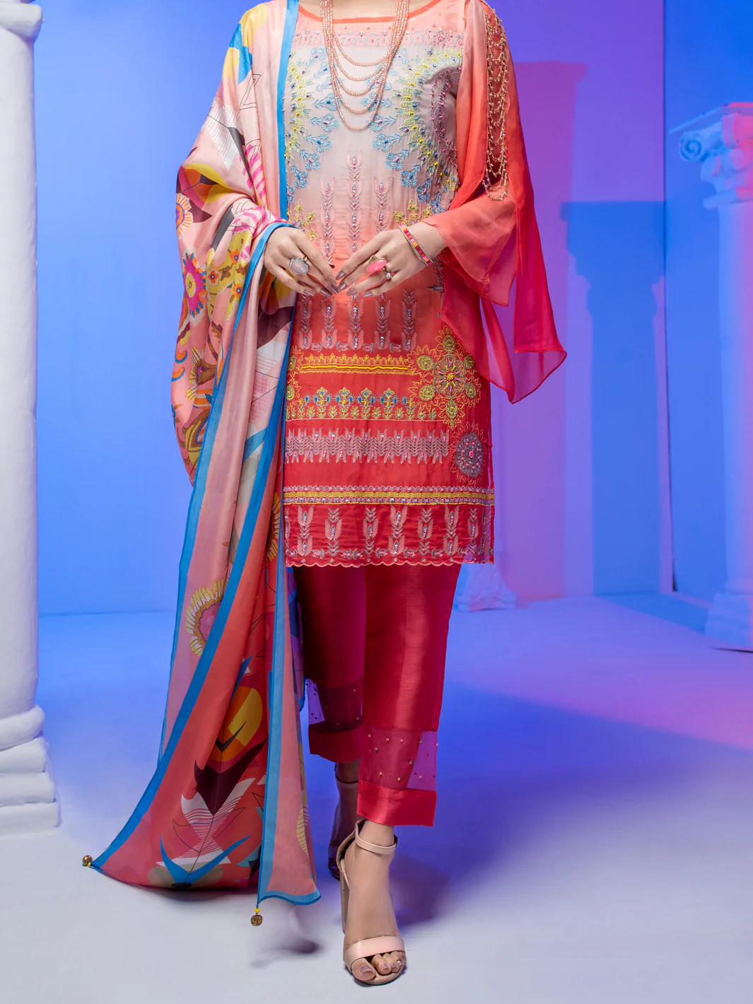 Pink Georgette 3Pc Stitched - ALP-3PS-956/S