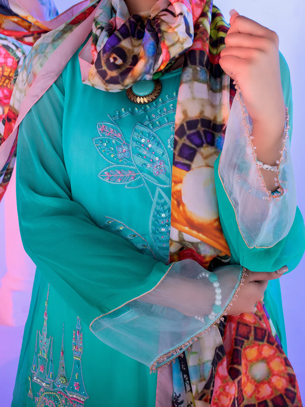 Ferozi Georgette 3Pc Stitched - ALP-3PS-957/S - Image 2