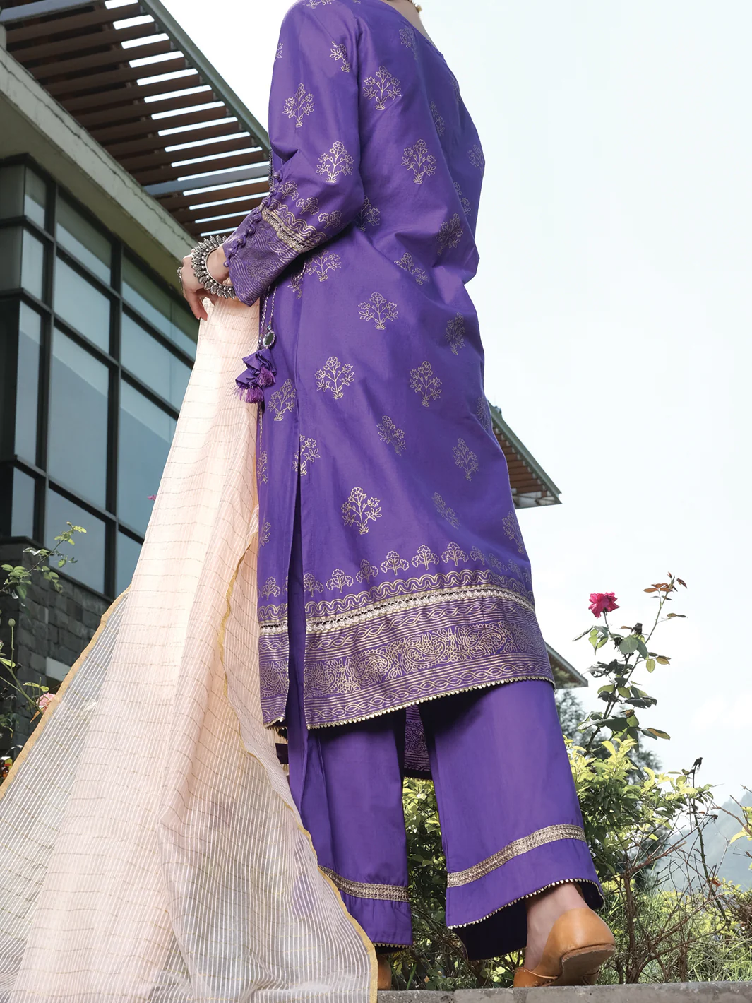Purple Cambric 3Pc Stitched - ALP-3PS-969/S - Image 3