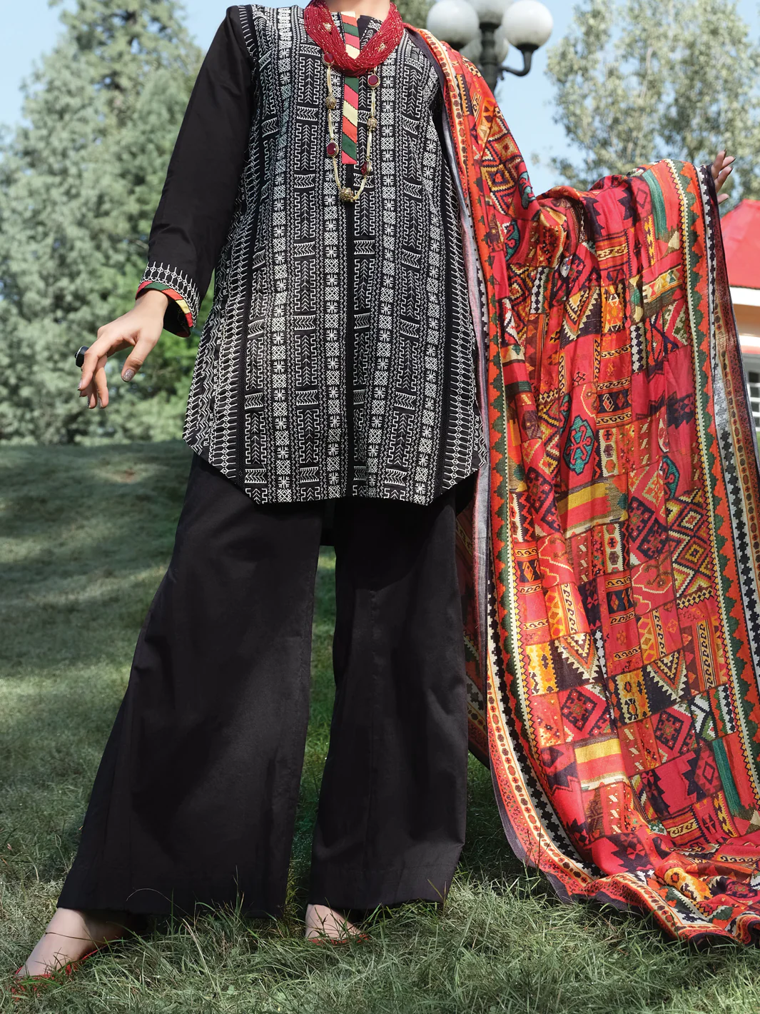 Black Cambric 3Pc Unstitched - ALP-3PS-976