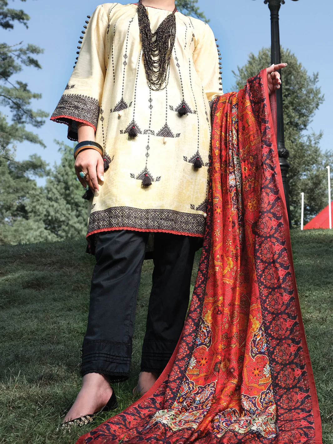 Beige Cambric 3Pc Stitched - ALP-3PS-978/S