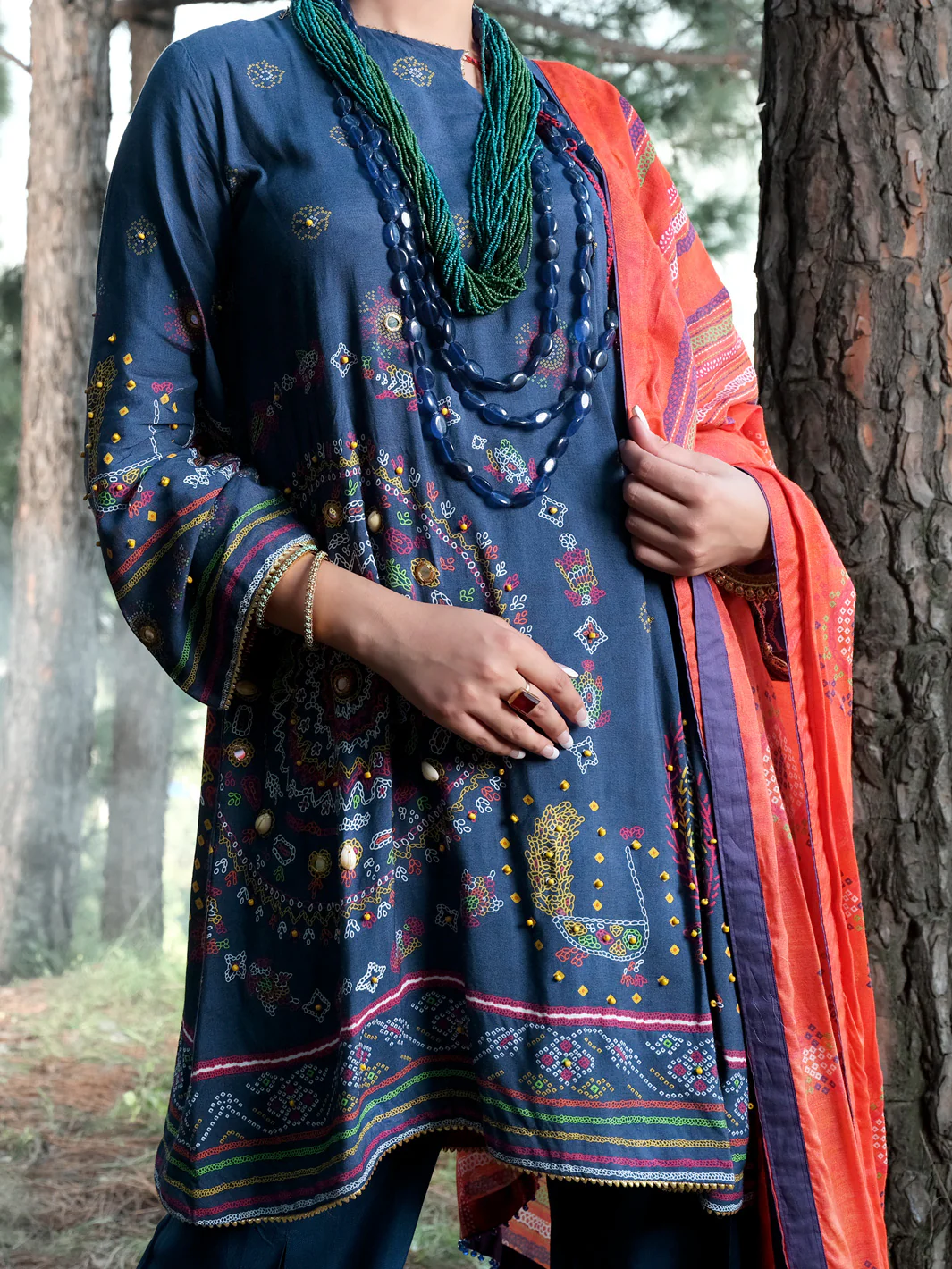 Blue Raw Silk 3Pc Stitched - ALP-3PS-991 - Image 2