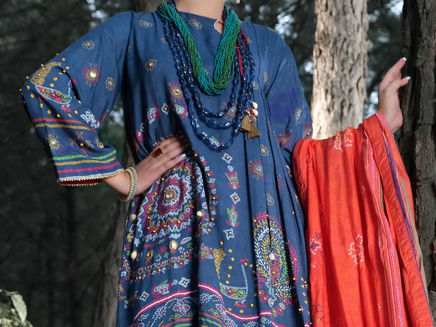 Blue Raw Silk 3Pc Stitched - ALP-3PS-991 - Image 3