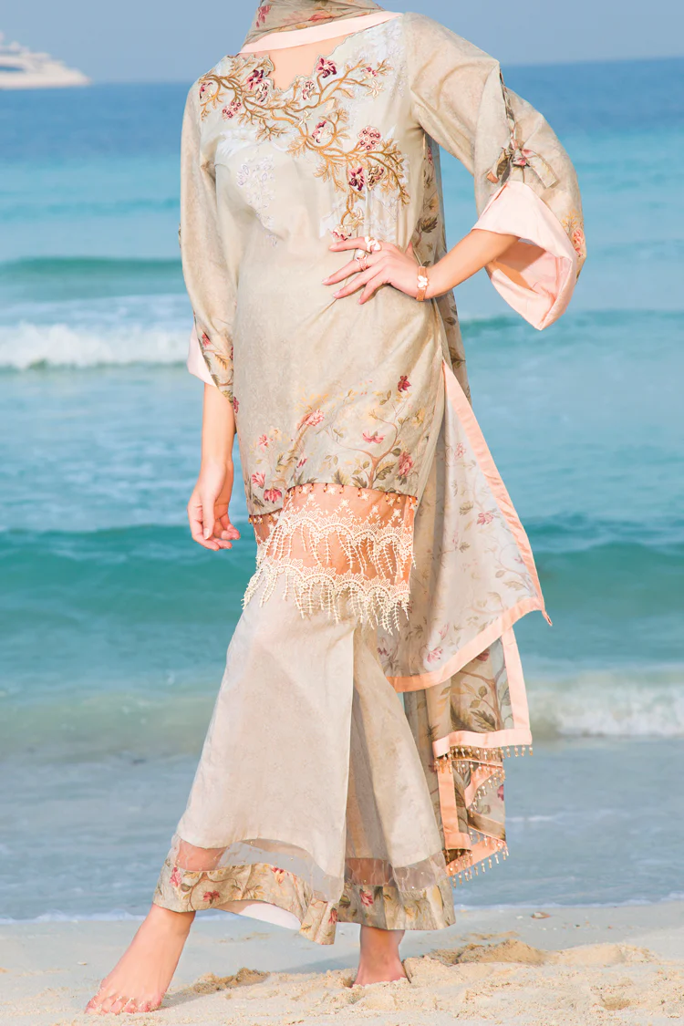 Beige 3Pc Unstitched - ALP-473