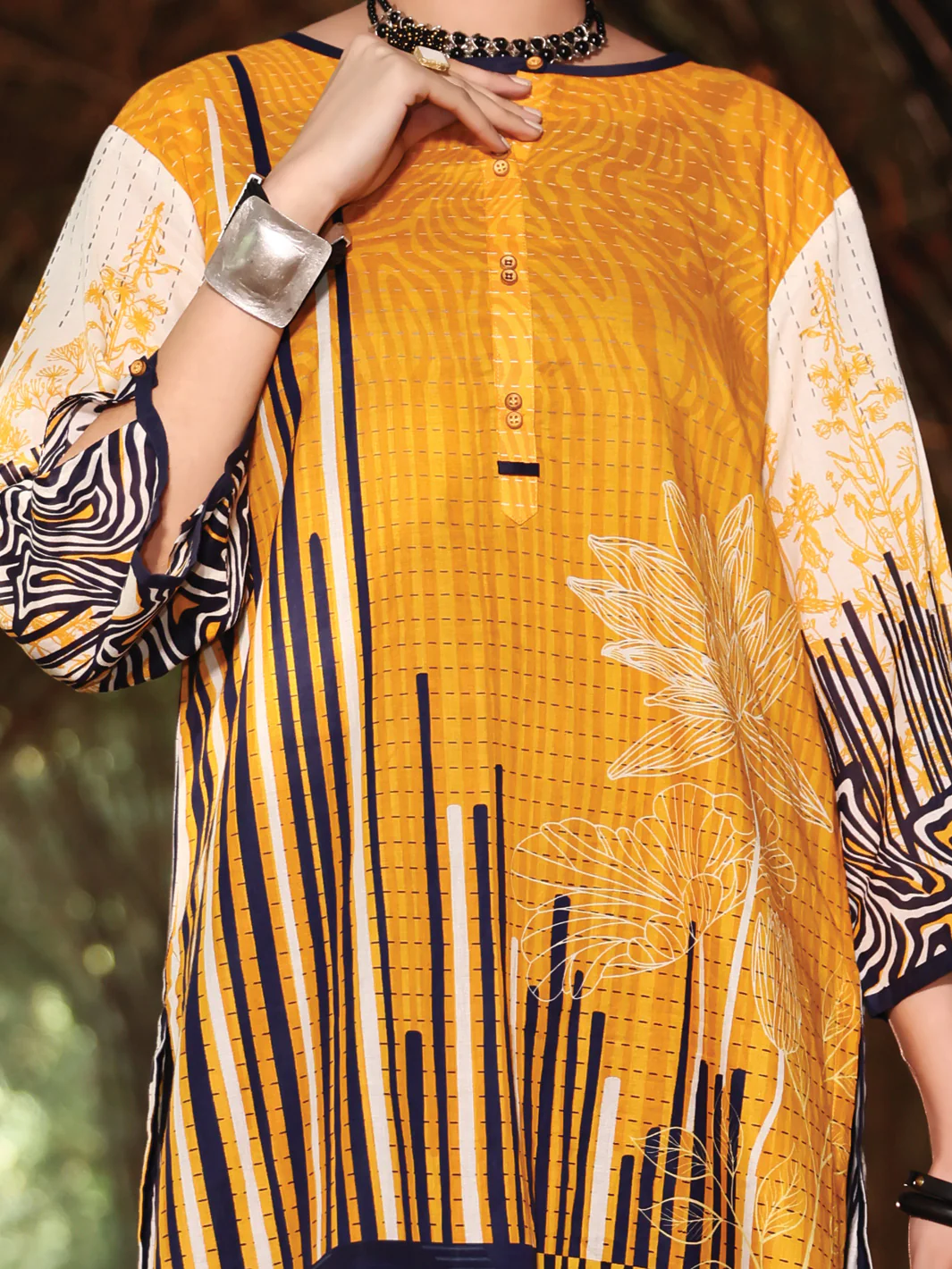 Yellow Lawn Tunic - ALP-LK-1020 - Image 2