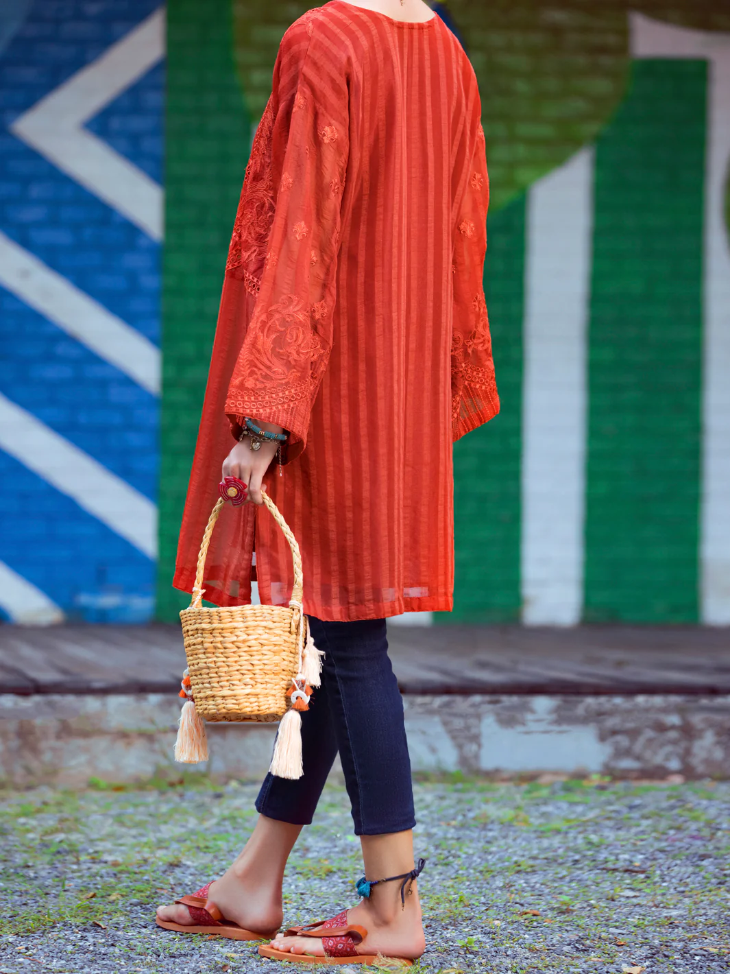 Rust Khaddi Net Tunic - ALP-LK-1351 - Image 2