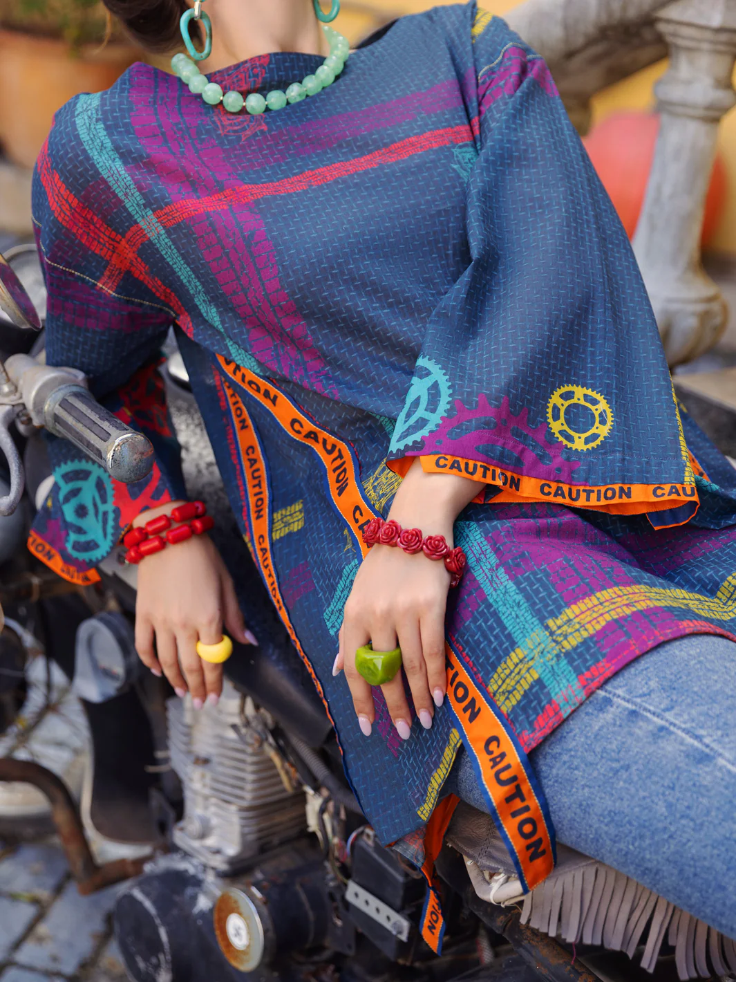 Teal Kurti - ALP-LK-1567 - Image 5