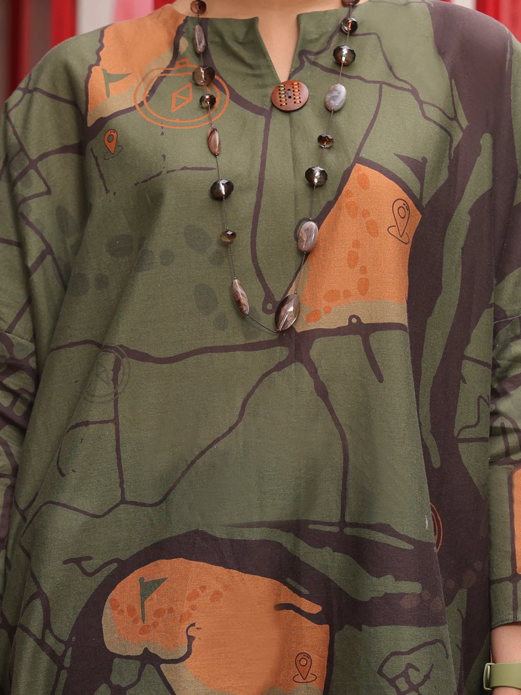 Army Green Kurti - ALP-LK-1713 - Image 3