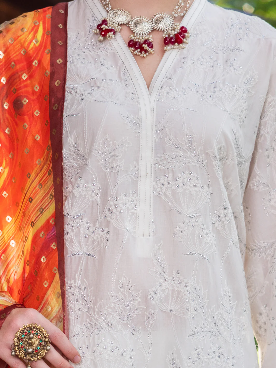White Lawn Kurti - ALP-LK-1834 - Image 2