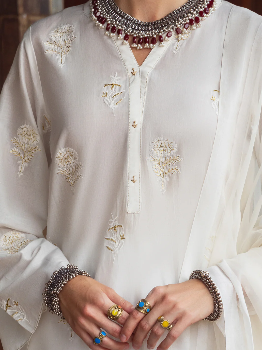 Off White Lawn Kurti - ALP-LK-1837 - Image 2
